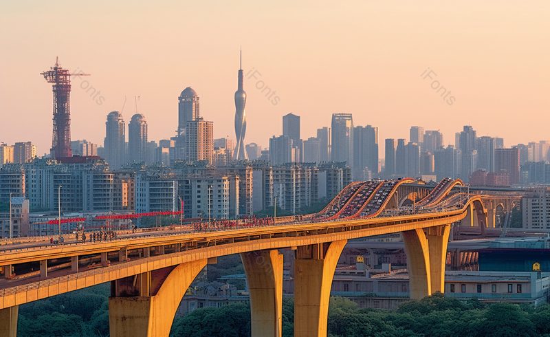 夕阳下建在城市中的交通立交桥,高清,摄影图,摄影图片,图片大全,摄影图免费下载